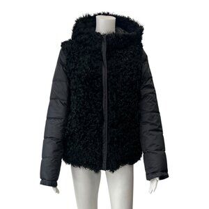 $1690 Ys Army Yves Salomon Black Dyed Fur Bomber Reversible Short Jacket FR 38/6